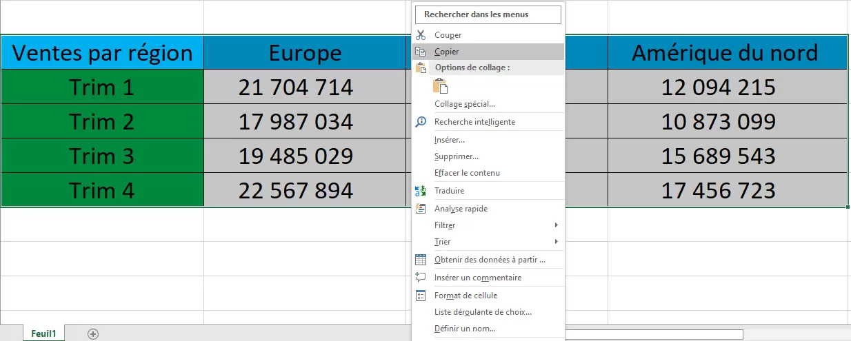 Fonctionnalité Transposer Excel