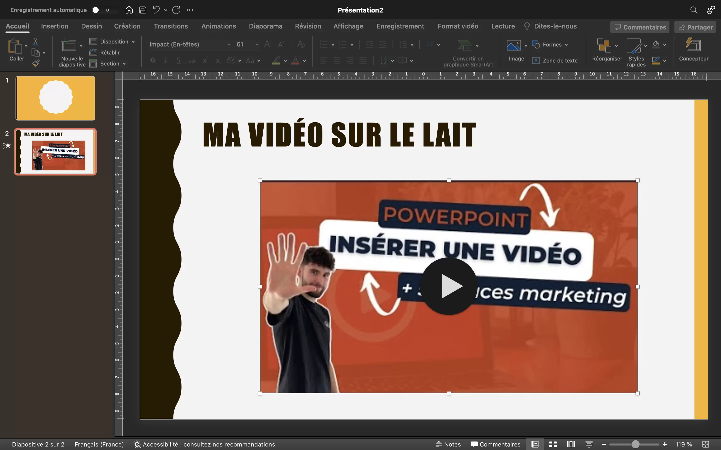 Vidéo sur PowerPoint optimisée