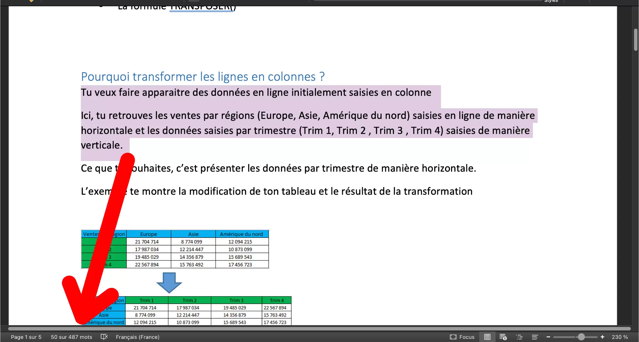Compter un nombre de mots sélectionnés sur Word