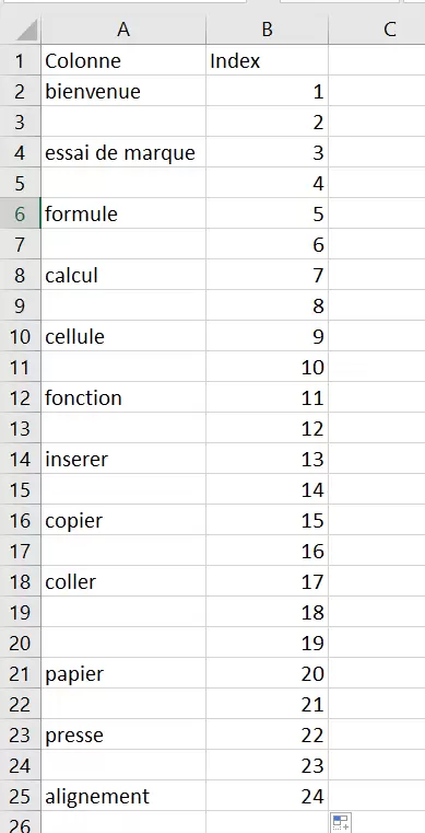 Index - création