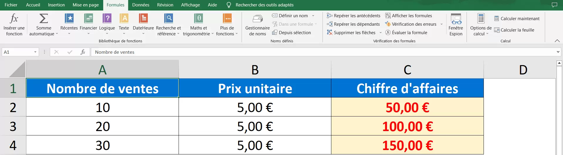 Mode de calcul automatique activé