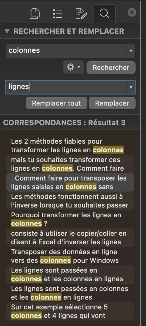 Remplacer un mot par un autre sur Mac