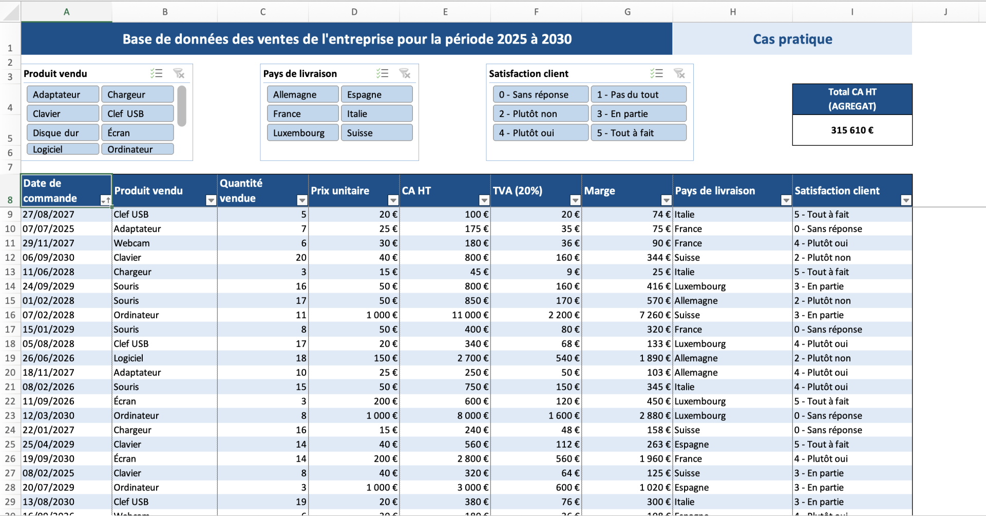Création base de données Excel