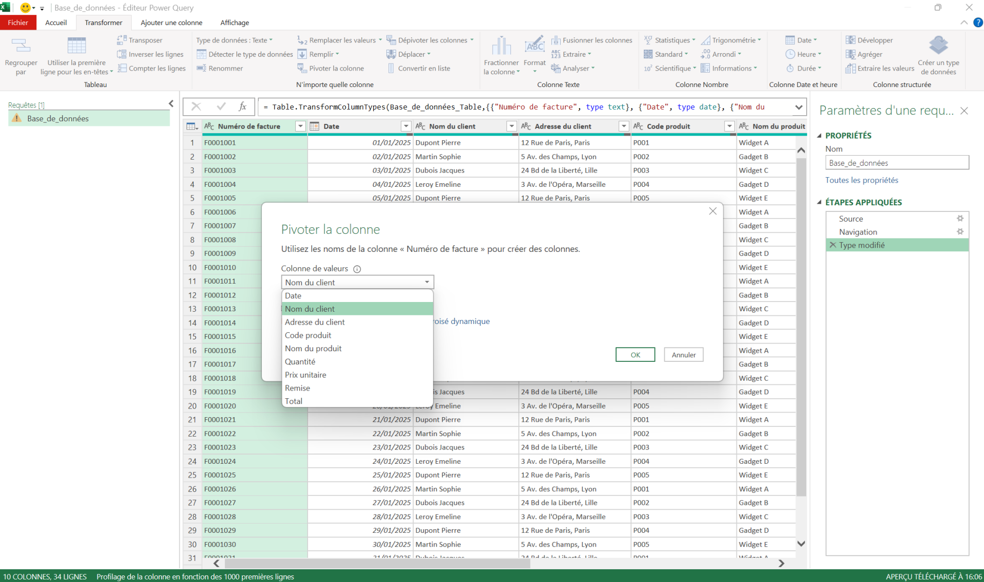Transformer des données Excel avec Power Query