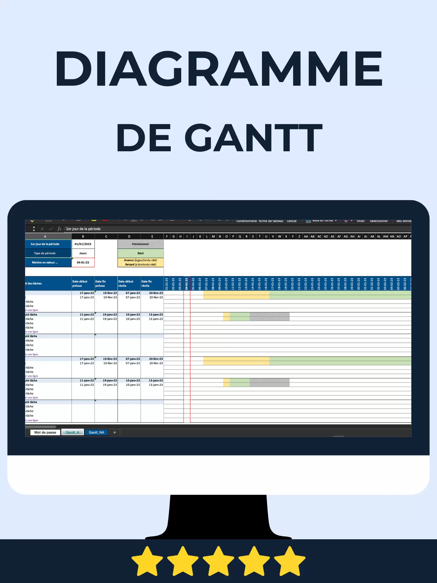 Fichier Premium : Diagramme de Gantt