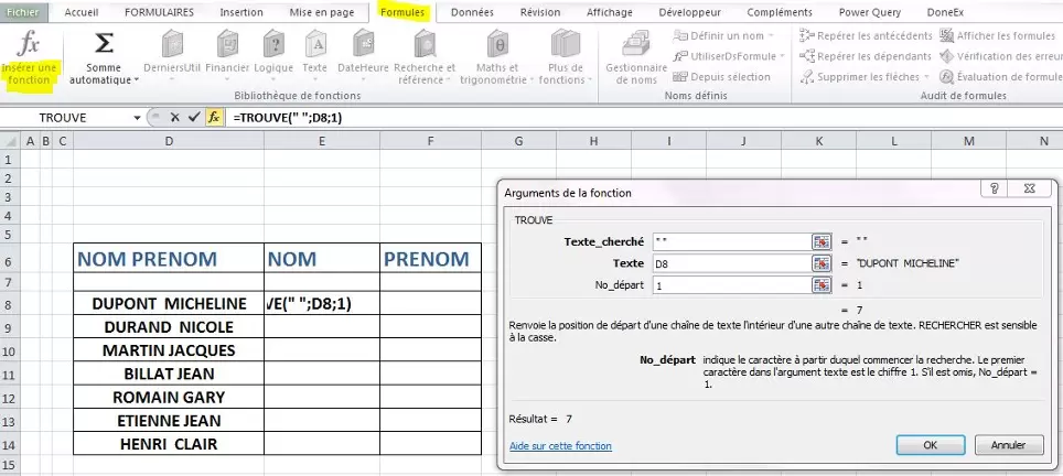 S parer Nom Pr nom Colonnes Excel XZUCH