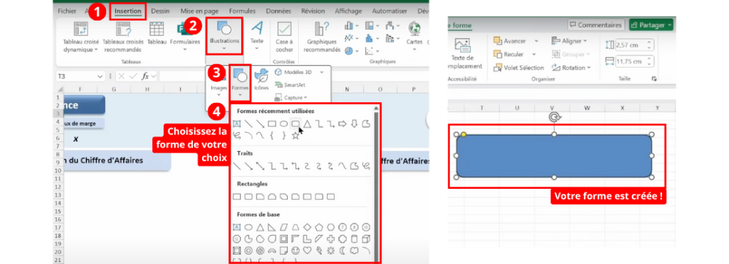 Comment ajouter une forme dans Excel