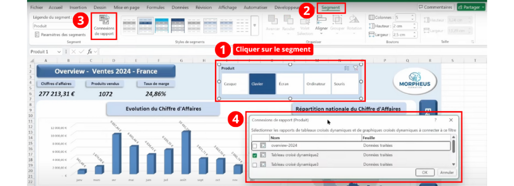 Comment connecter un segment à un TCD sur Excel
