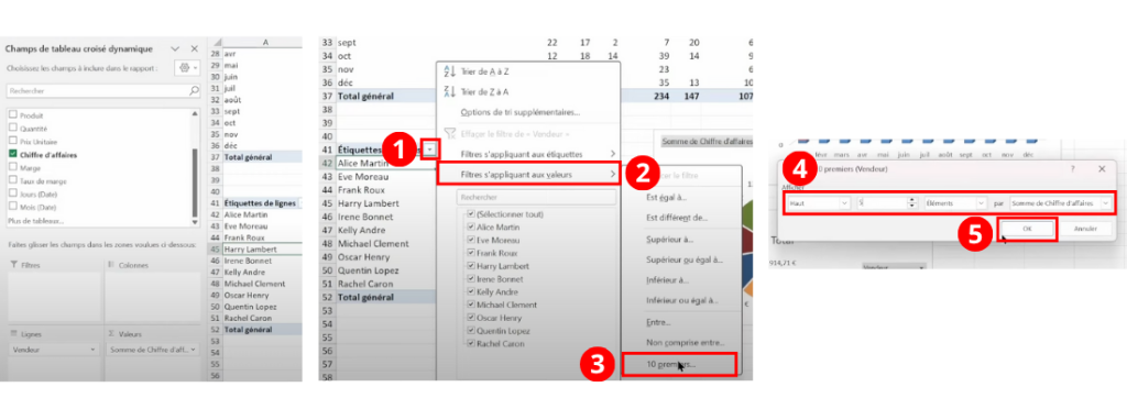 Comment filtrer des données Excel pour afficher que les 5 premières