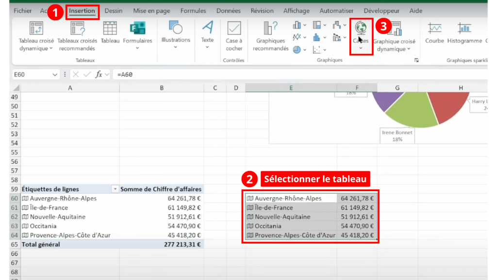 Comment intégrer un graphique dynamique géographique Excel pour son dashboard