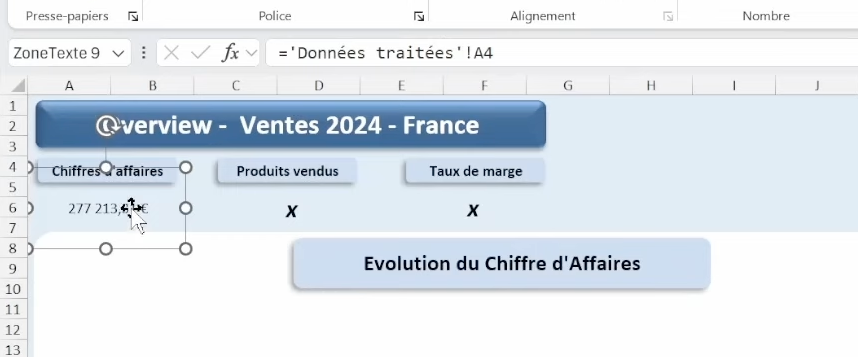Comment relier des valeurs d'un TCD à un tableau de bord sur Excel