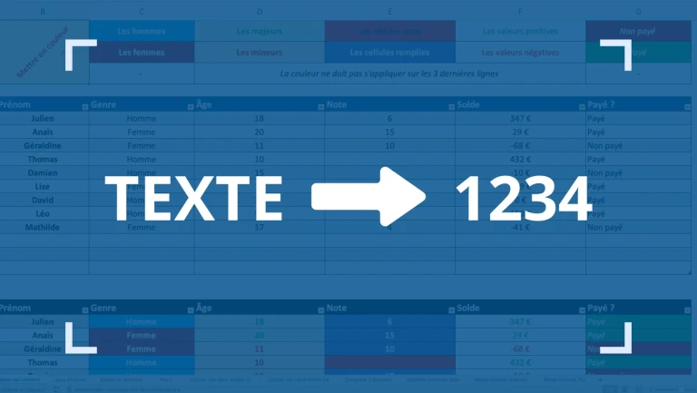 Convertir du texte en nombre sur excel
