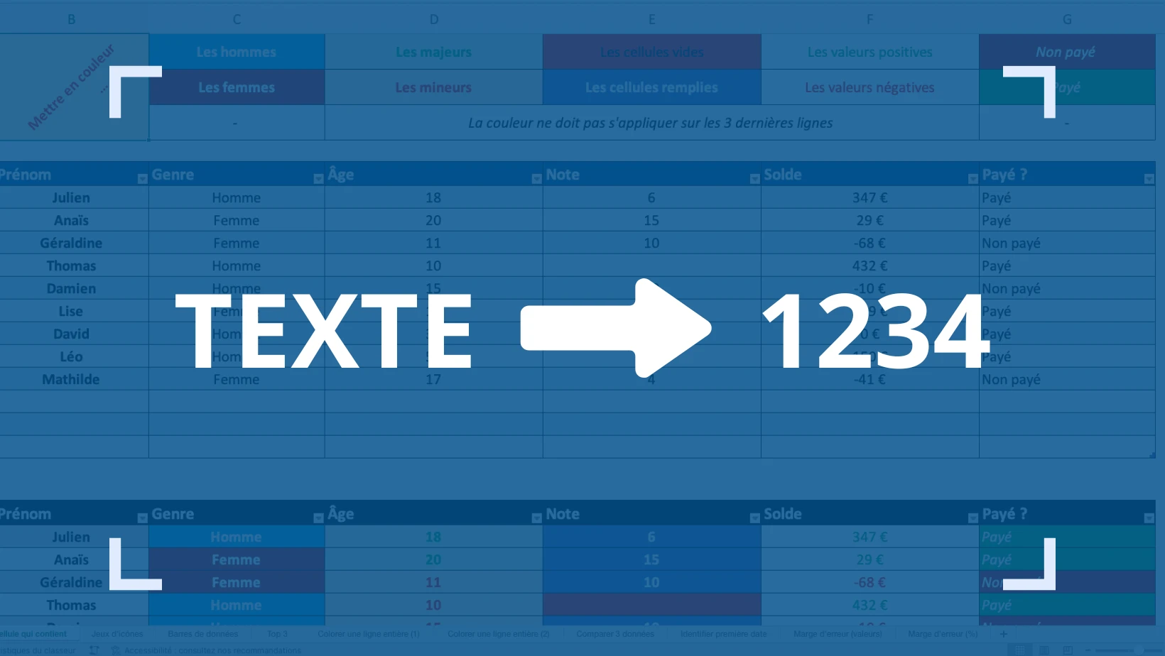 Convertir du texte en nombre sur excel