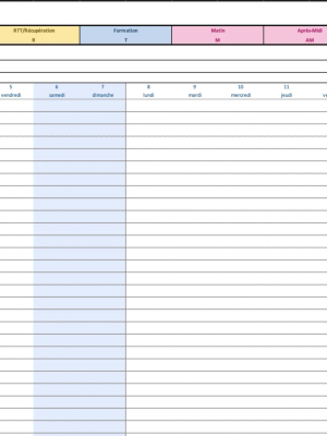 planning des congés et des absences sur Excel