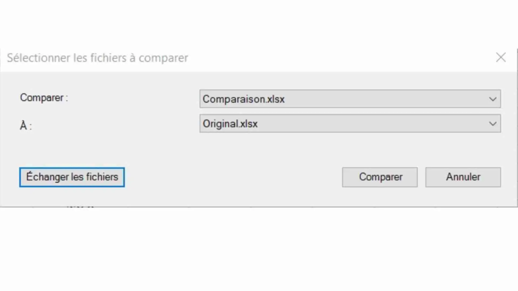Comparaison des deux fichiers Excel
