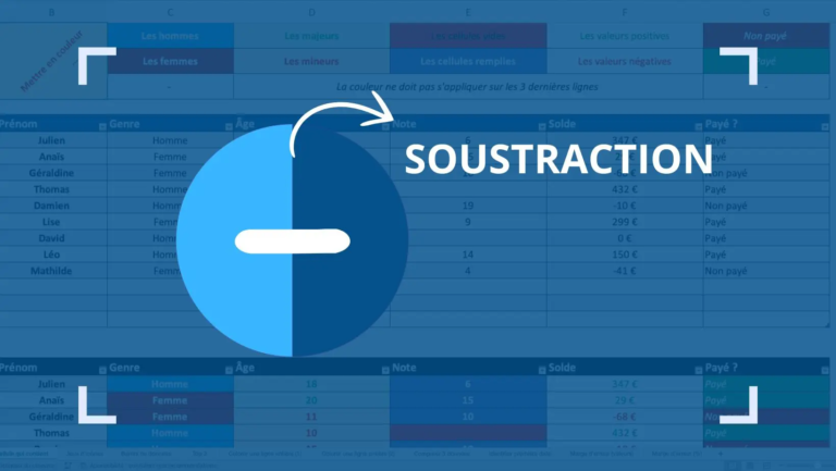 Comment faire une soustraction dans Excel
