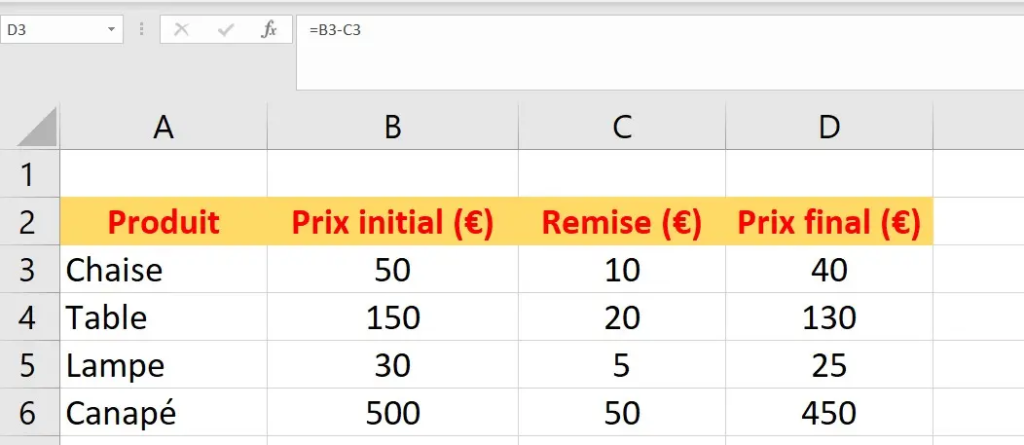 Pourquoi utiliser Excel pour des soustractions ?