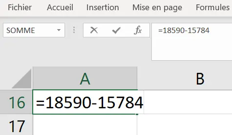 Soustraction directe dans une cellule