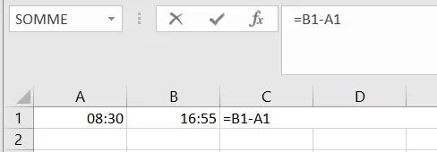 Soustraction d'heures excel