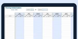 Planning hebdomadaire de travail Planning hebdomadaire de travail