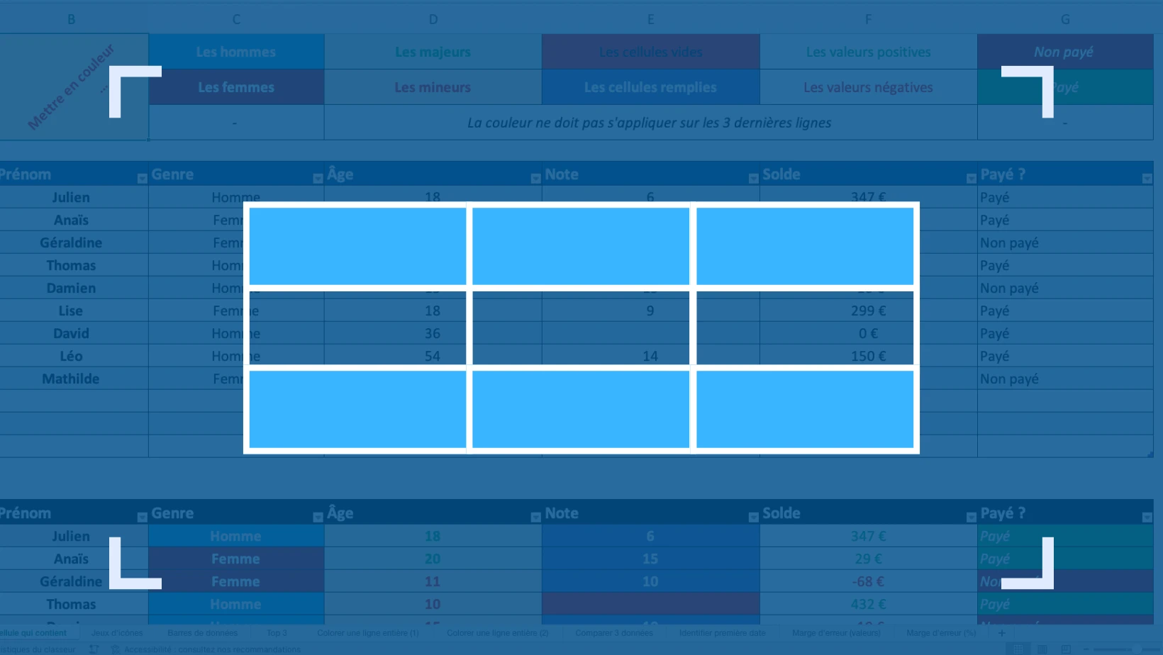 Colorer une ligne sur deux sur Excel
