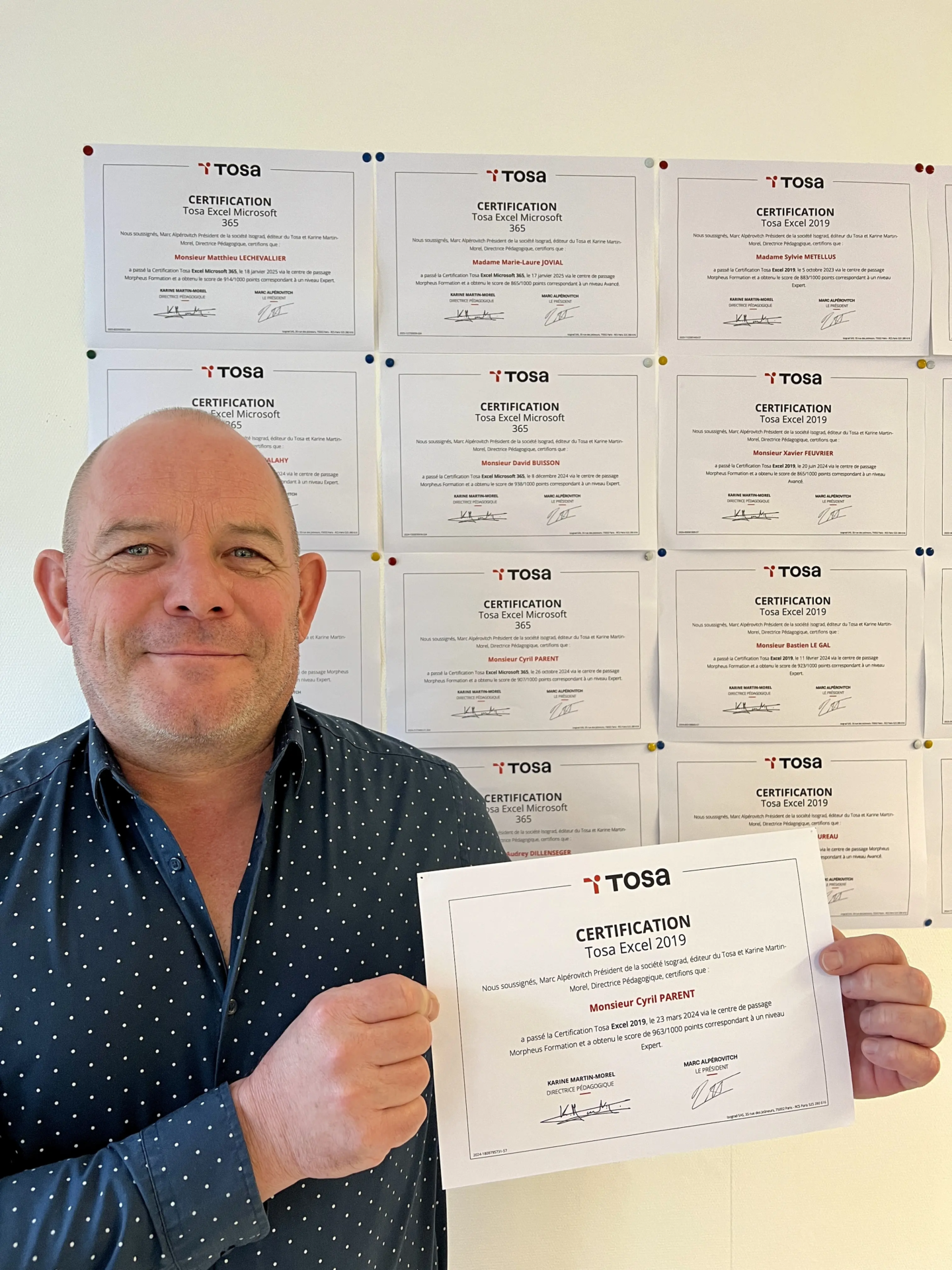 Cyril Parent formateur pour les débutants certifié TOSA EXCEL niveau expert