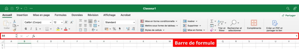 Barre de formule Excel