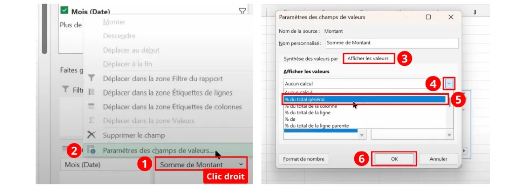 Changer le type des résultats dans un TCD sur Excel