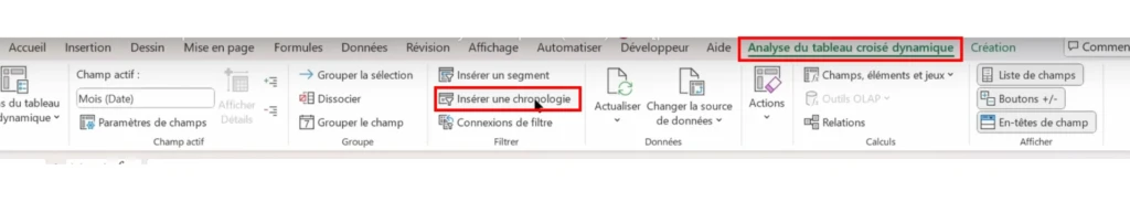 Insérer une chronologie pour filtrer votre TCD sur Excel