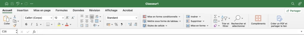 Onglet Accueil du ruban Excel