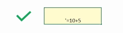 Première solution pour afficher une formule dans une cellule - mettre une apostrophe