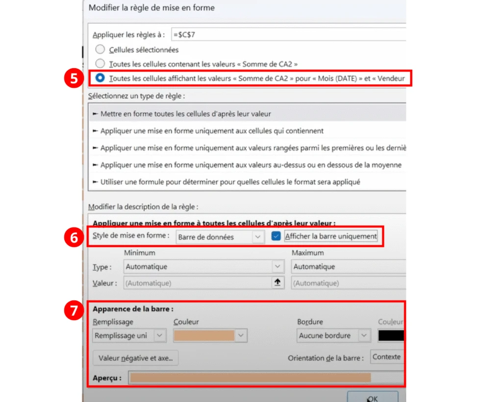 Comment ajouter des histogrammes à un TCD sur Excel (étape 3)