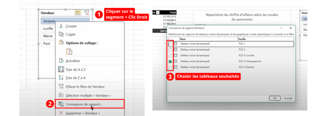 Comment un segment à plusieurs graphiques sur Excel