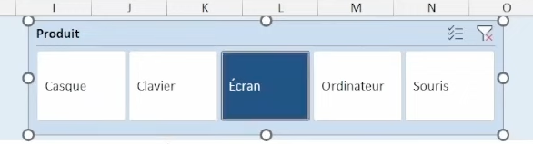 Exemple d'un segment personnalisé sur Excel
