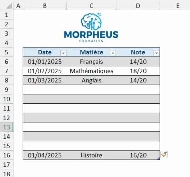 Insérer plusieurs liges dans un tableau Excel rapidement