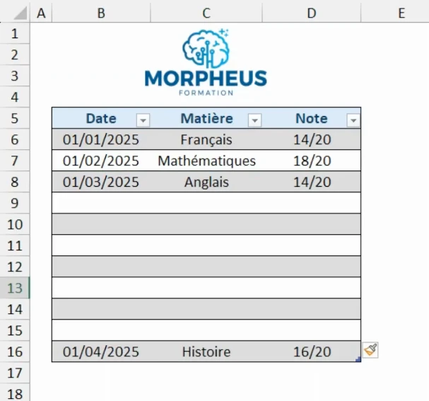 Insérer plusieurs liges dans un tableau Excel rapidement