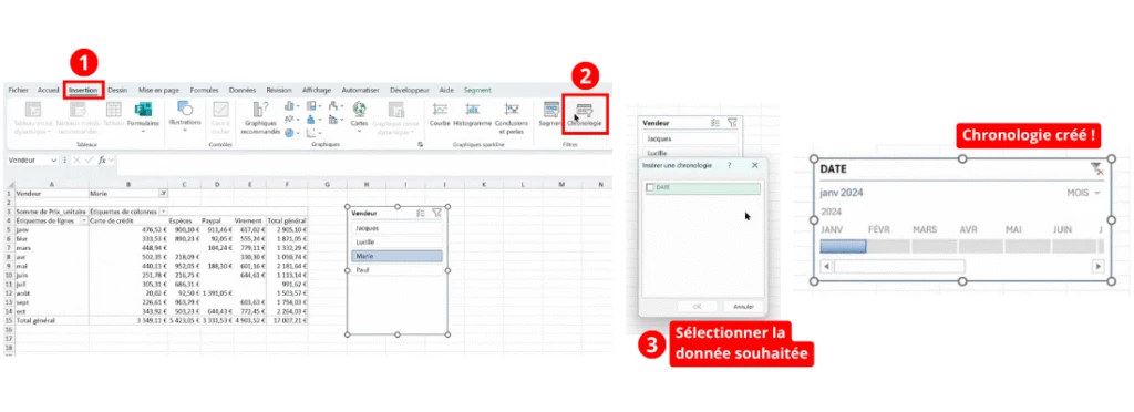 Insérer un filtre chronologique pour un TCD sur Excel