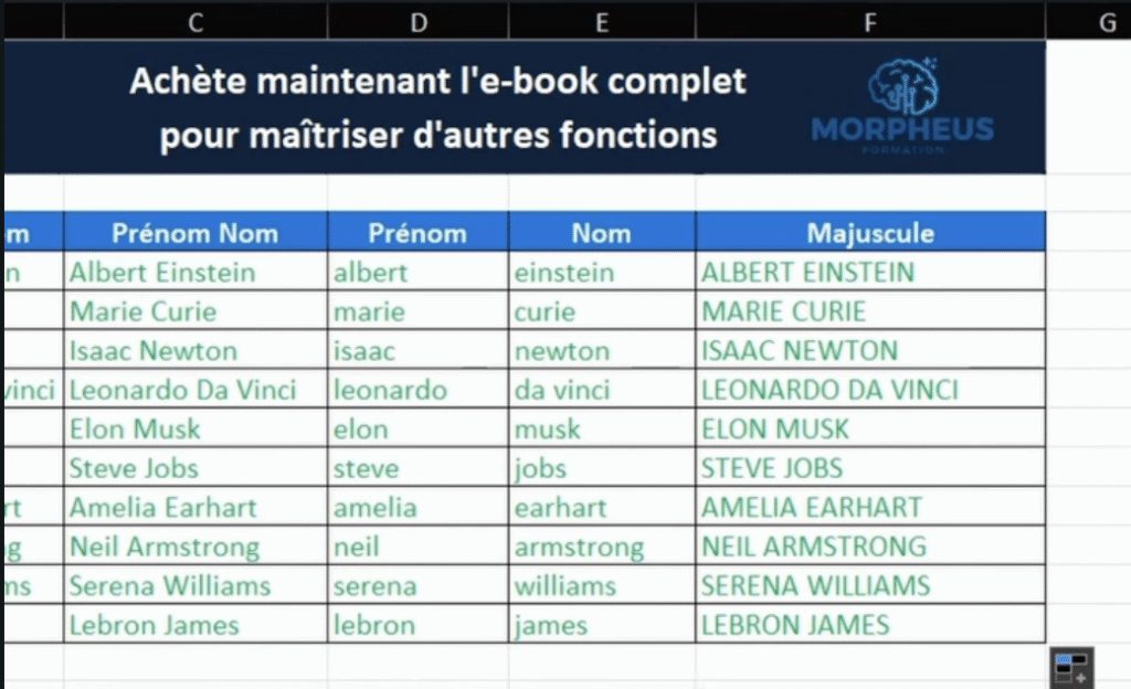 Sparer nom prnom Excel : la seule mthode rapide | Morpheus Formation