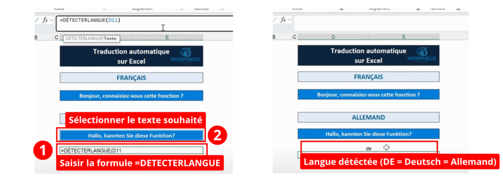 Vérifier la traduction d'un texte sur Excel