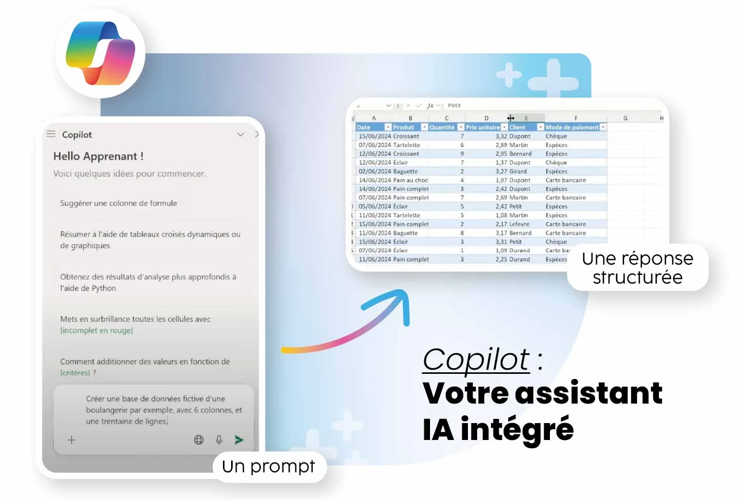 copilot, assistant IA directement intégré dans excel