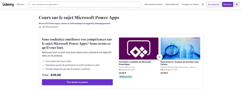 Formation Power Apps d'Udemy