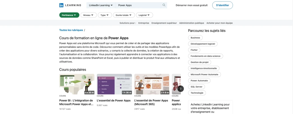 Formation Power Apps de Linkedin Learning