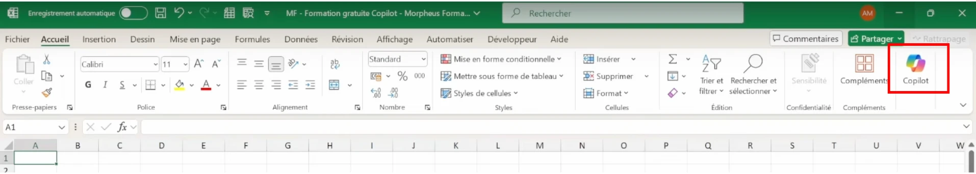 Où trouver Copilot dans Excel