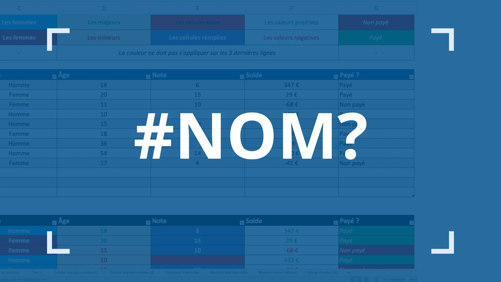 Corriger et comprendre l'erreur #NOM sur Excel