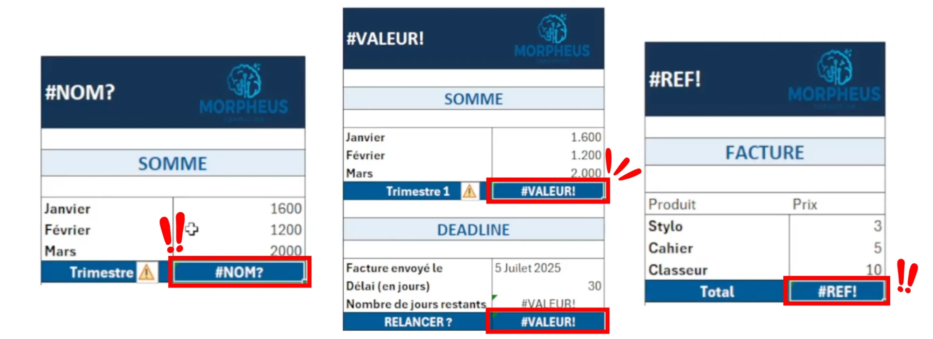 Les différentes types d'erreurs sur Excel les repérer, comprendre et les corriger