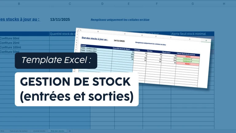 Template Excel gestion de stock entrées et sorties