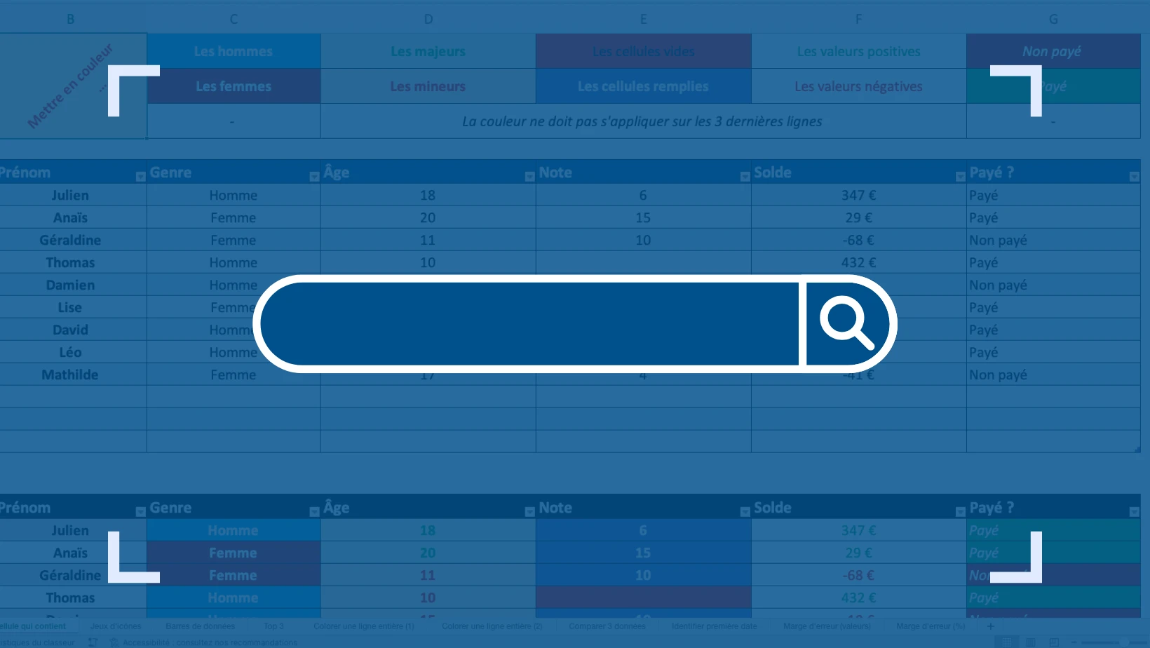 Comment bien utiliser la barre de recherche sur Excel