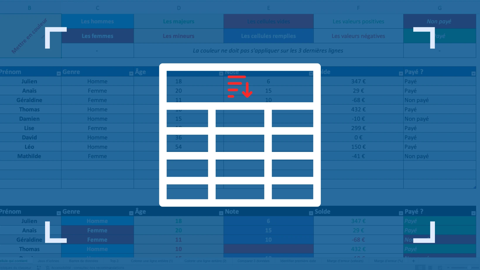 Comment trier plusieurs colonnes en même temps sur Excel