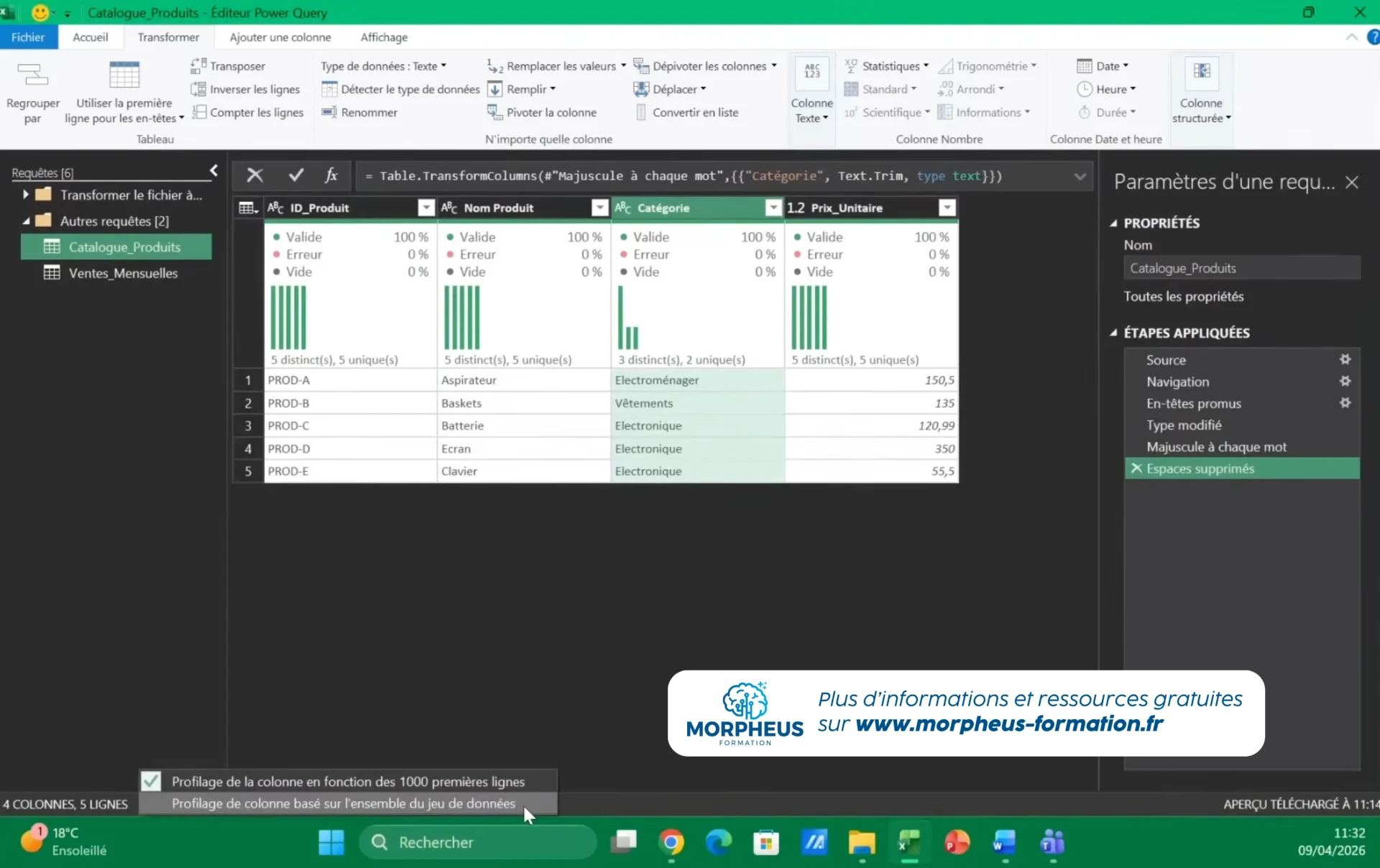 Nettoyer des données Excel avec Power Query