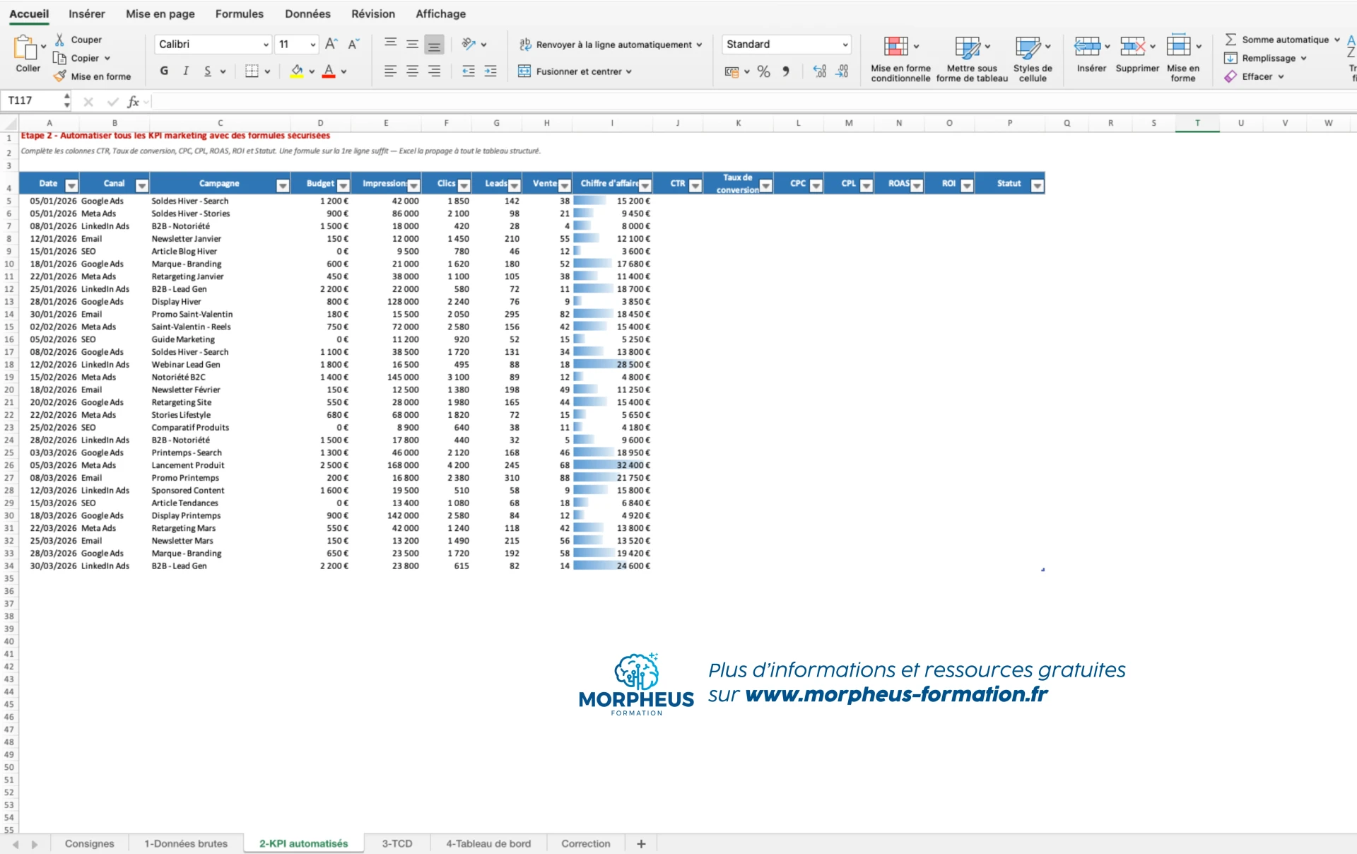 fichier d'exercices Excel bonnes pratiques analyse marketing